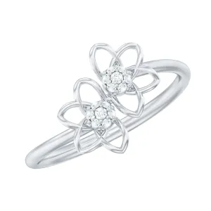 Illusion Set Diamond Twin Floral Promise Ring