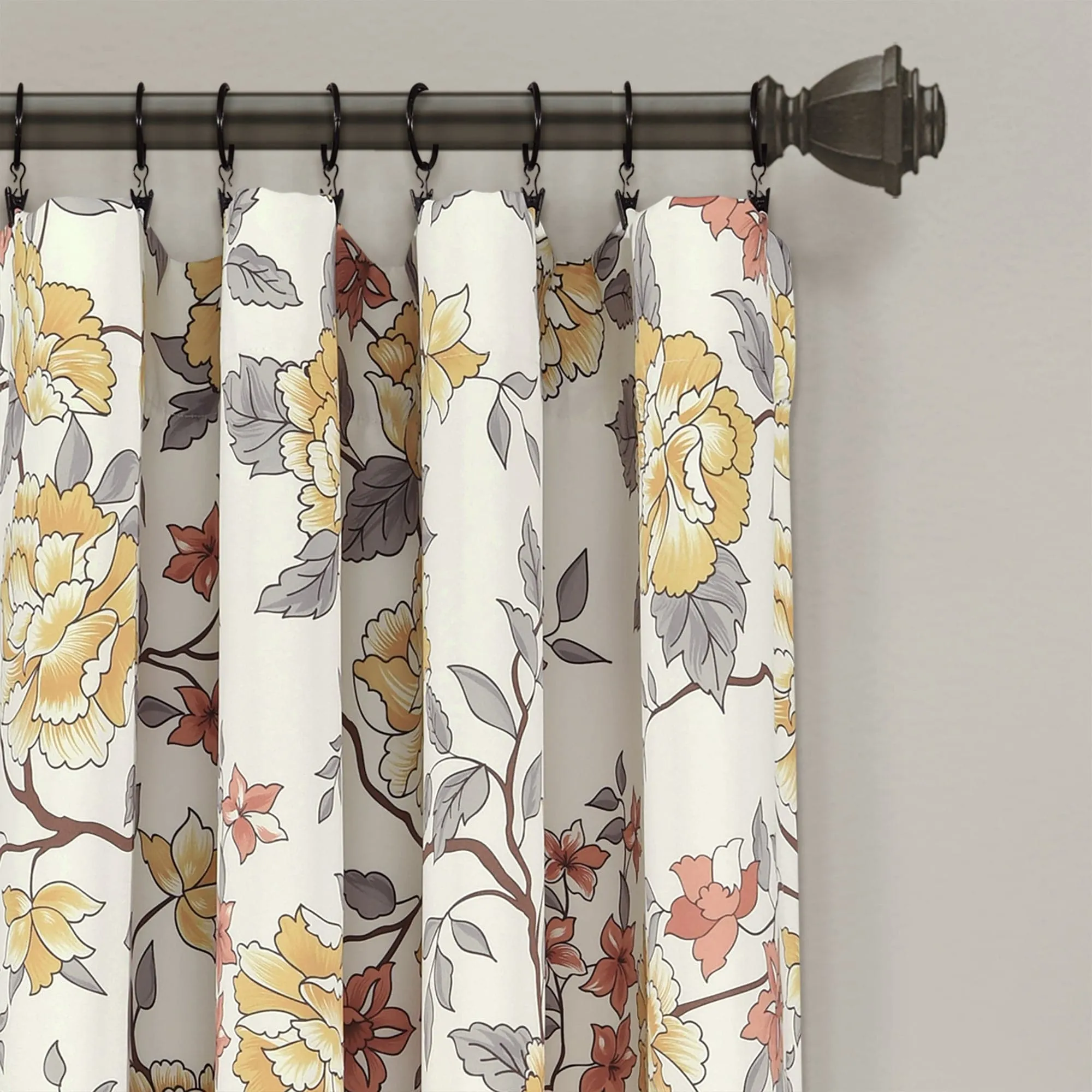 Ivana Floral Light Filtering Window Curtain Panel Set