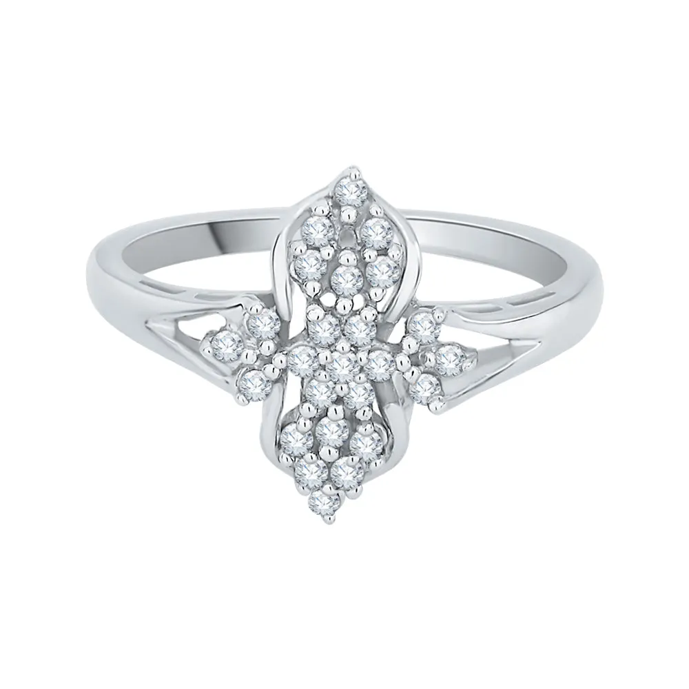 KATARINA 1/4 cttw Prong Set Floral Diamond Cluster Ring