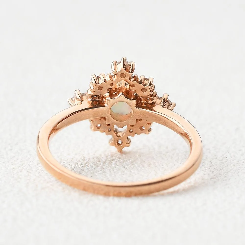 Lab Opal Flower Snowflake Ring