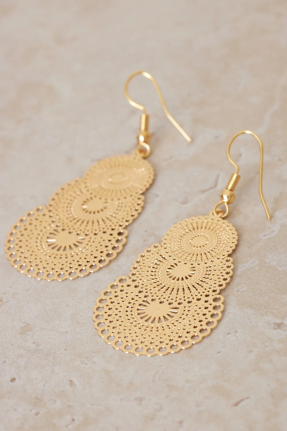 Lace Filigree Earrings - Gold