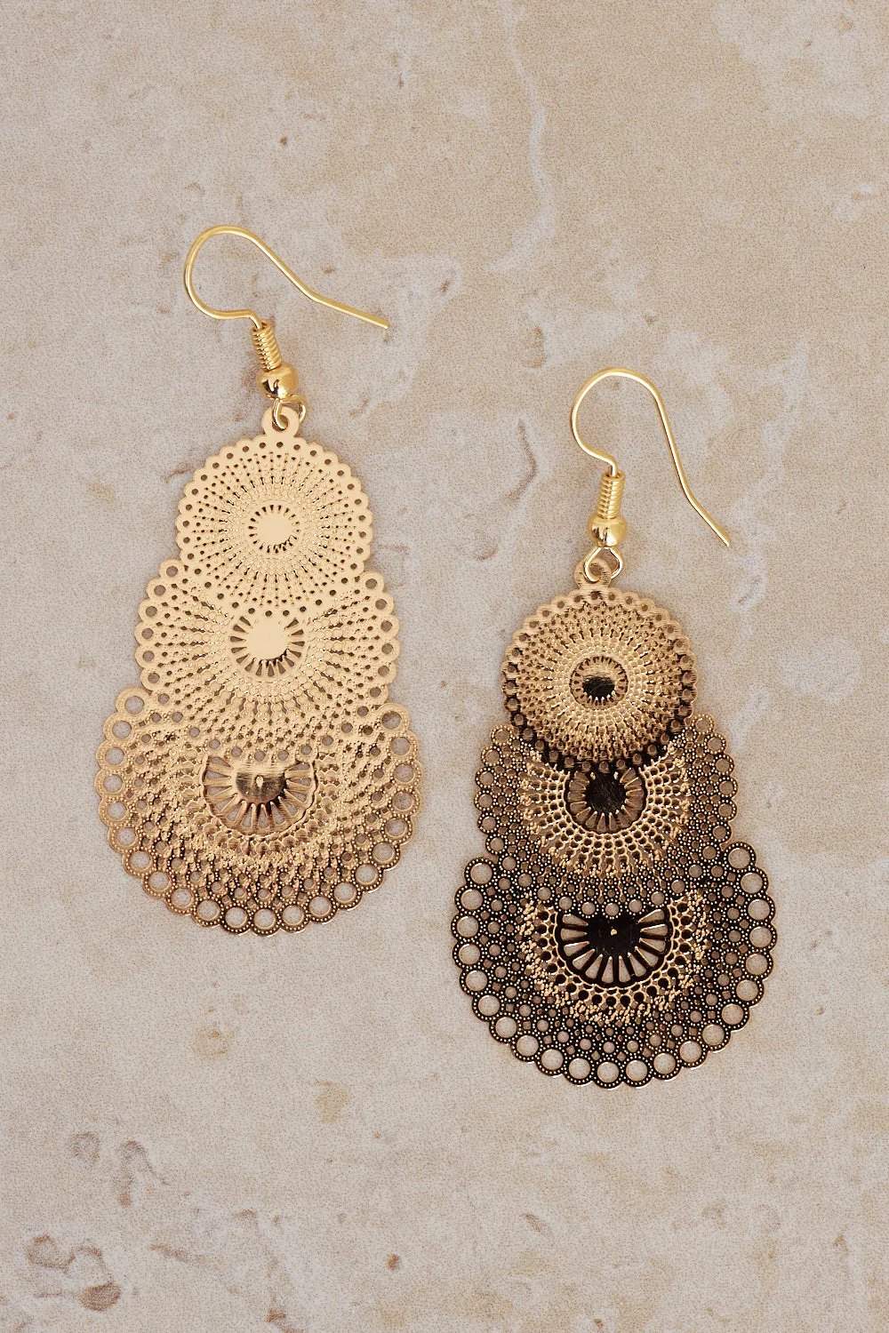 Lace Filigree Earrings - Gold