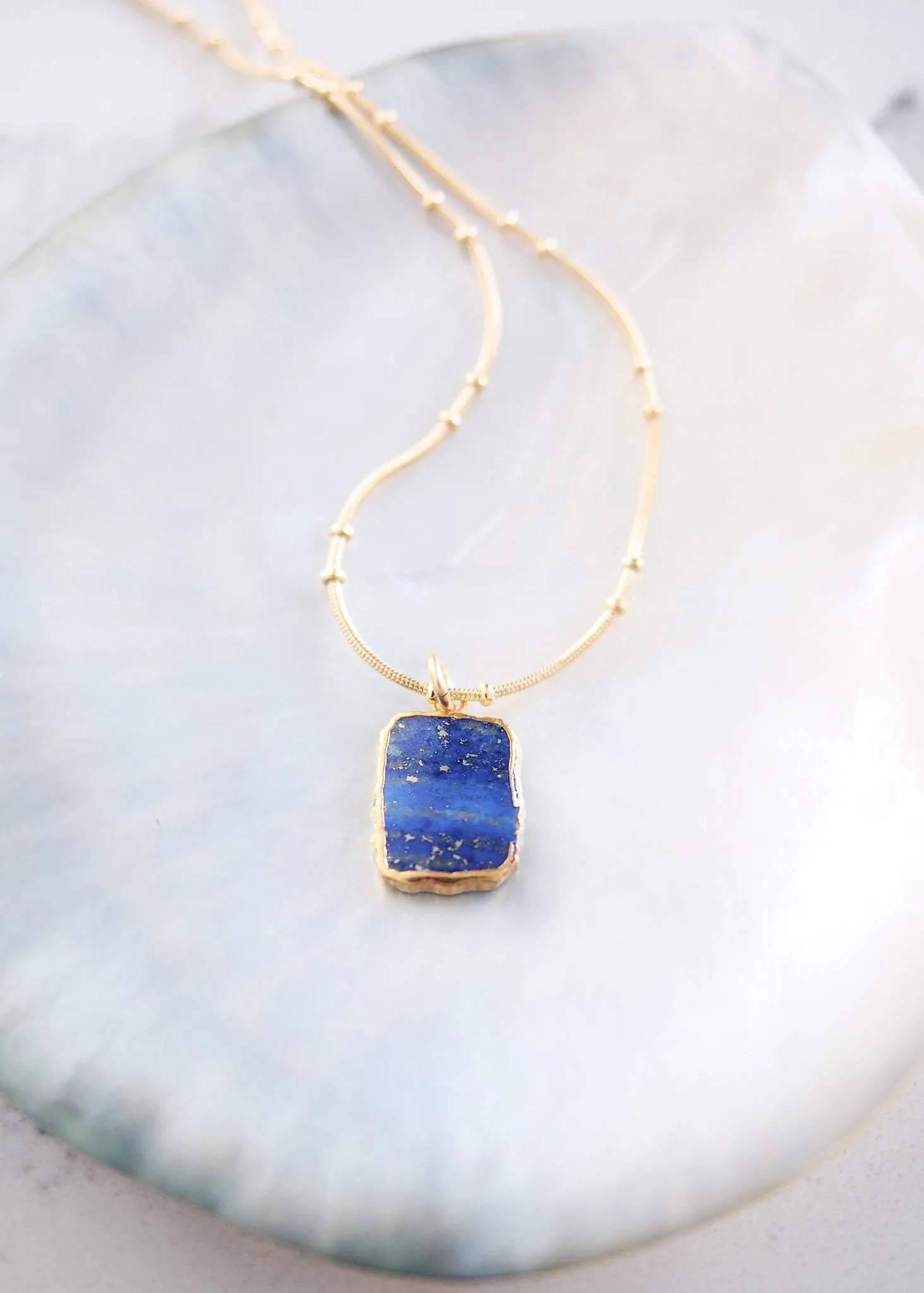 Lapis Lazuli Gemstone Gold Pendant Necklace - Ku