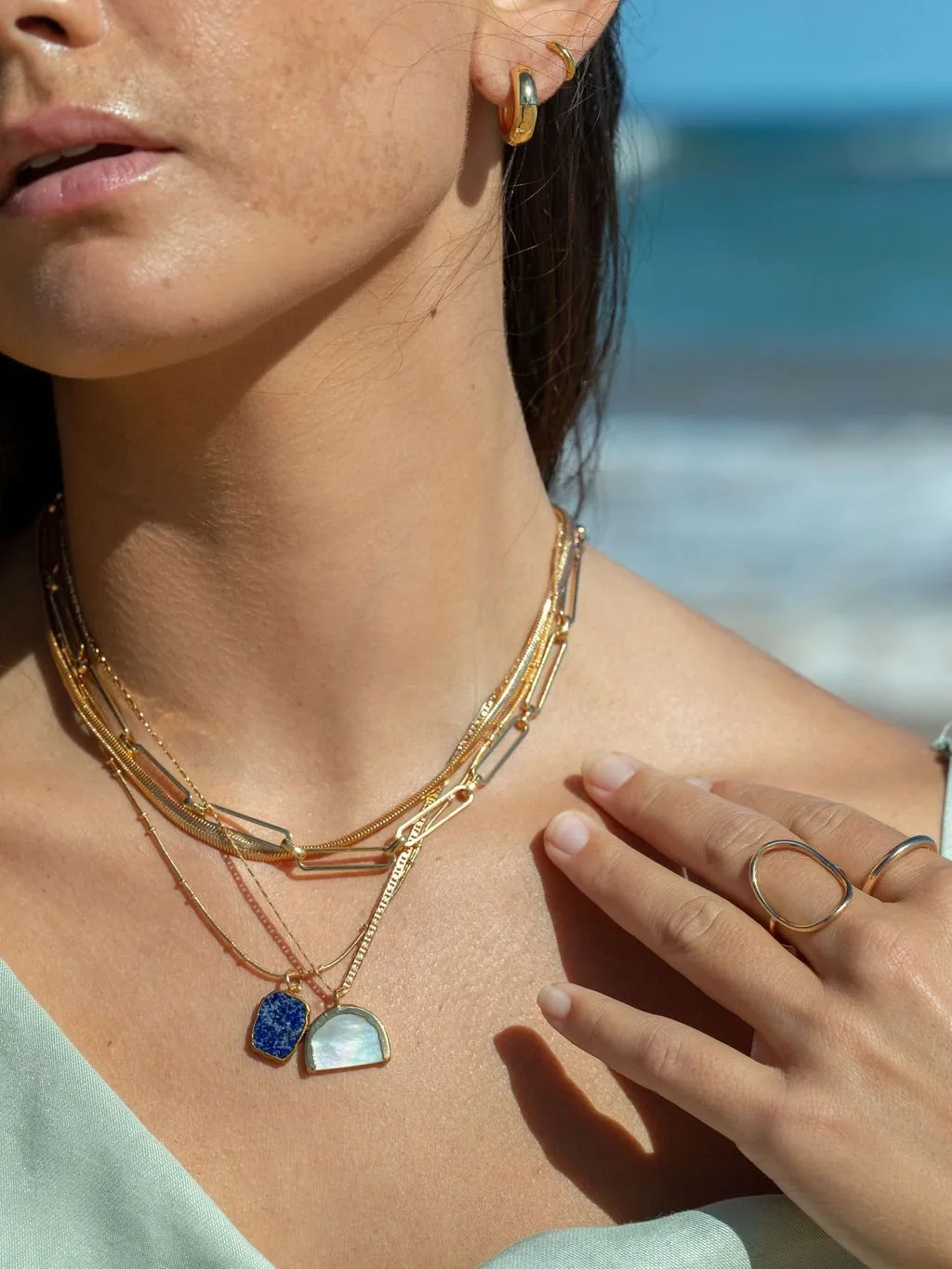 Lapis Lazuli Gemstone Gold Pendant Necklace - Ku