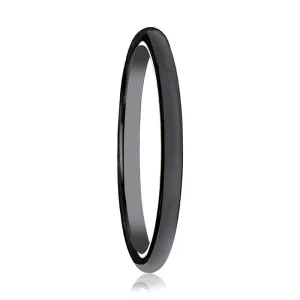 LAUREEN | Women's Black Ceramic Ring, Shiny Domed