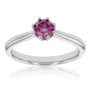 Luminesce Lab Grown Diamond 1/2 Carat Pink/Purple 8Claw Solitaire 18W Size M