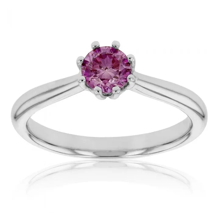 Luminesce Lab Grown Diamond 1/2 Carat Pink/Purple 8Claw Solitaire 18W Size M