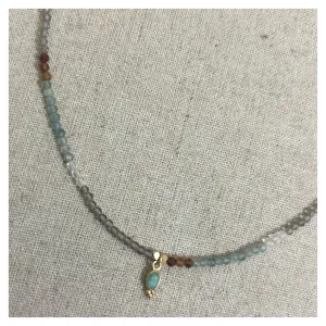 Mini Bindi Amazonite Drop Aqua Mix6 Necklace