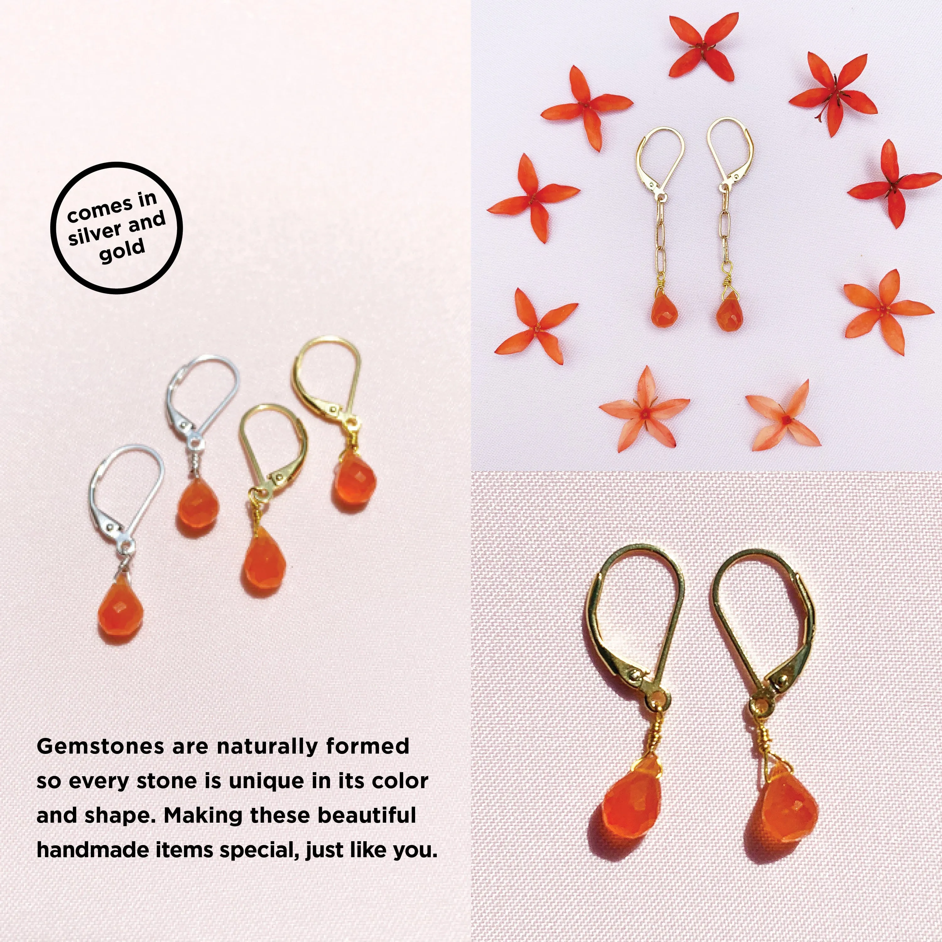 Minimalist Carnelian Earrings