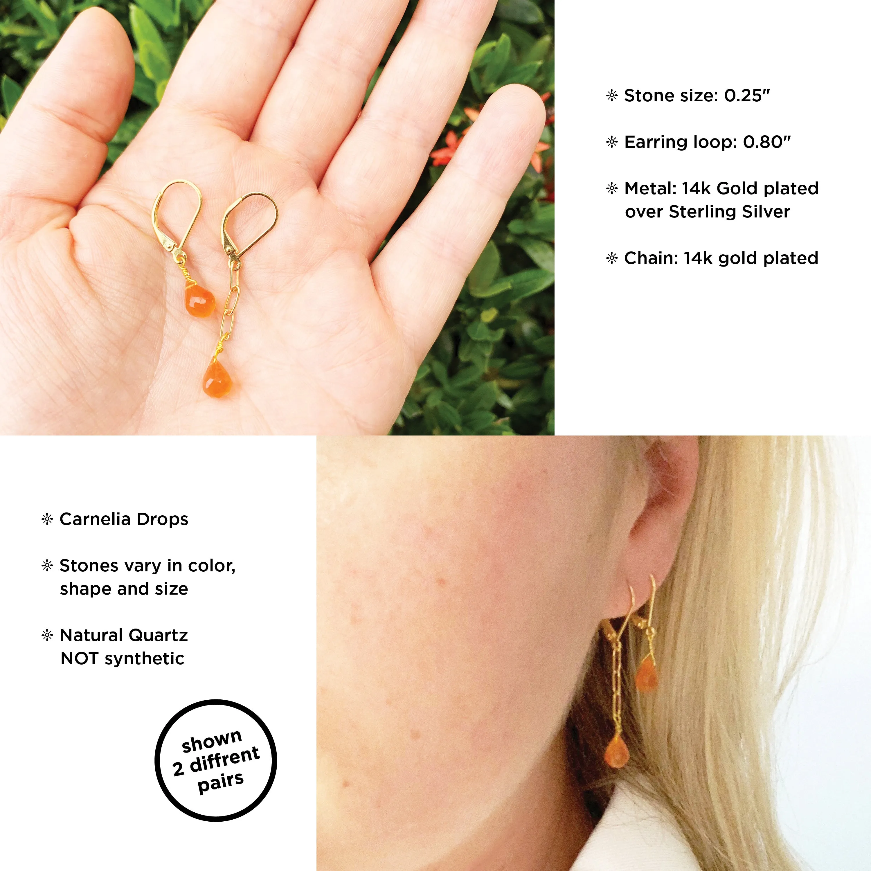 Minimalist Carnelian Earrings