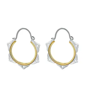 Minimalist Lotus Flower Hoop Earrings