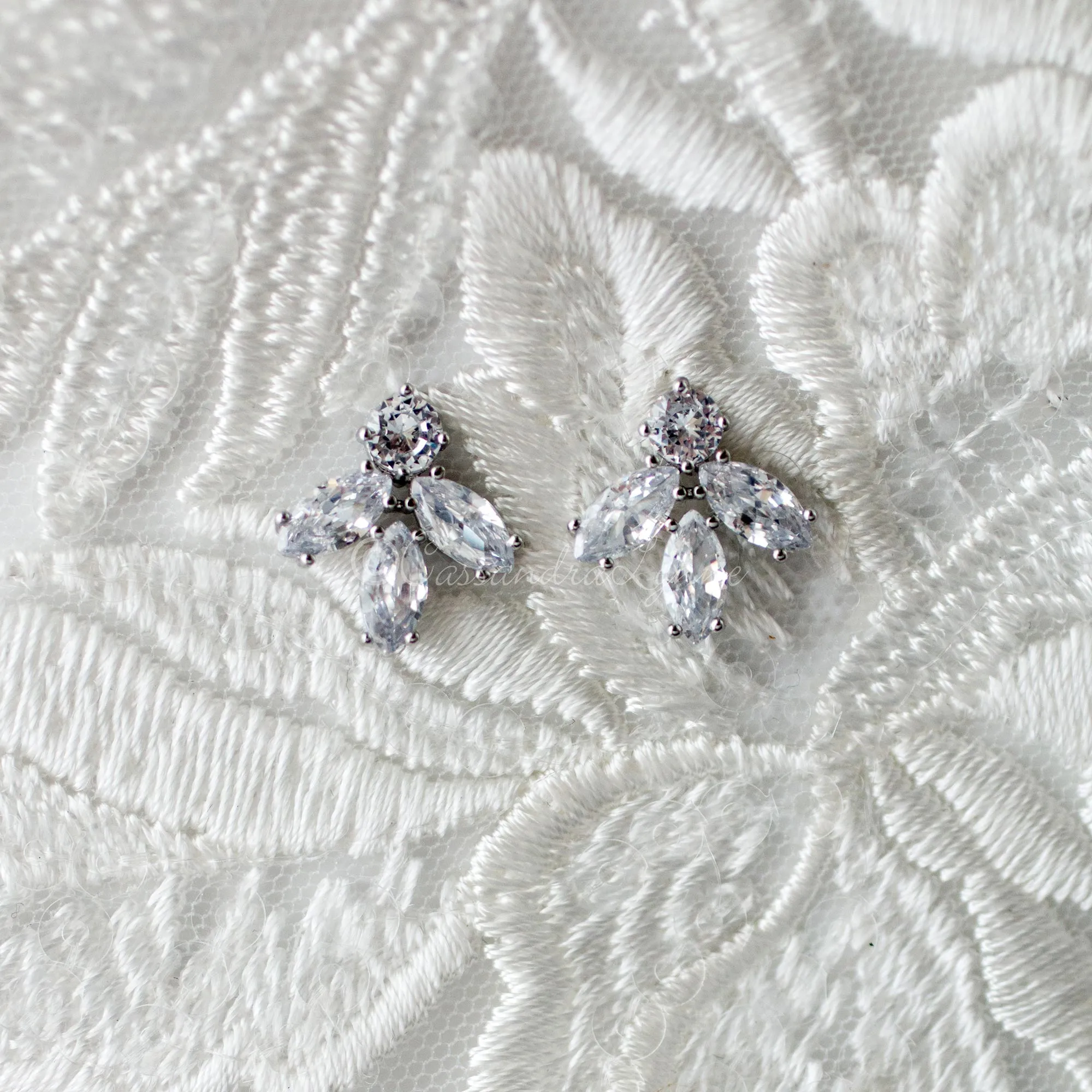 Minimalist Marquise Leaf CZ Stud Earrings