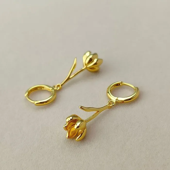 Minimalist Tulip Flowers Drop Earrings