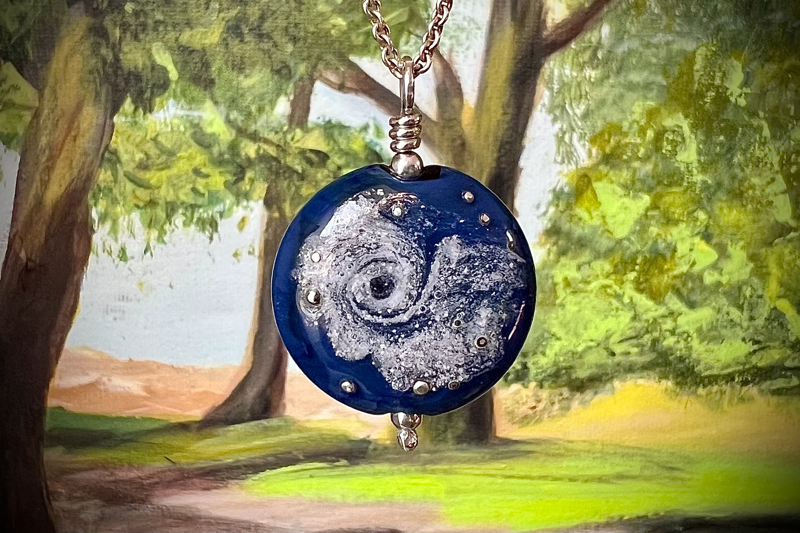 Moonlit Night Pendant with Cremation Ash