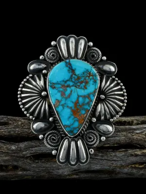 Natural Royston Turquoise Sterling Silver Ring Size 7 1/2