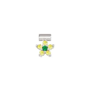 Nomination SeiMia Flora Pendant, Flower, Yellow Cubic Zirconia, Silver