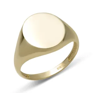 Oval Signet Ring Solid 10K Yellow Gold