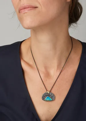 Oxidized Silver & Opal Starry Night Pendant Necklace