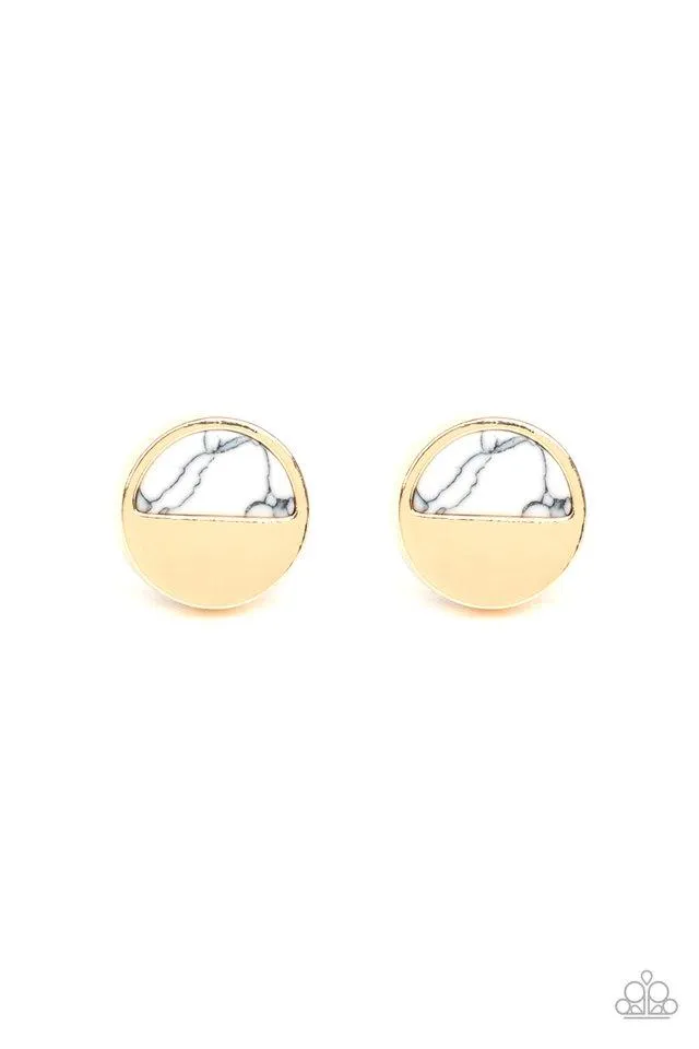 Paparazzi Earring ~ Marble Minimalist - White