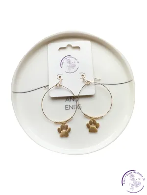 Paw Print Large Hoop Earrings