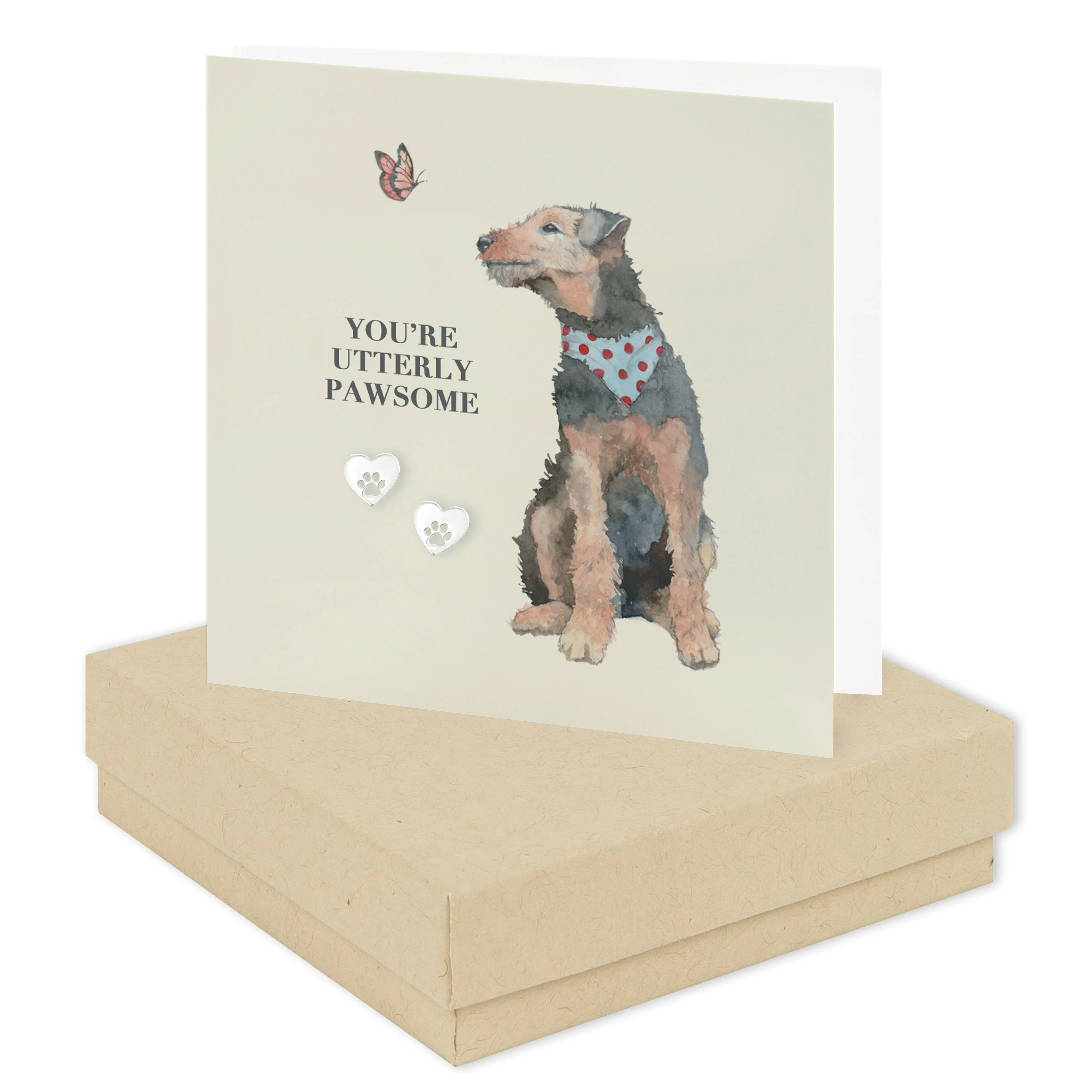 Pawsome Dogs Sterling Silver Stud Earrings - Stylish Canine Accessory on a Card