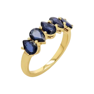 Pear Shape Blue Sapphire Half Eternity Ring