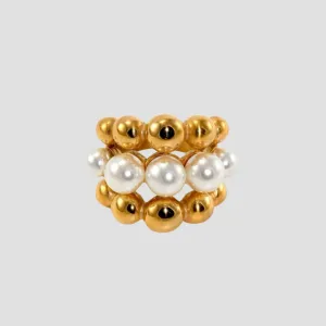 Pearl Crown Layer 18k Gold Ring