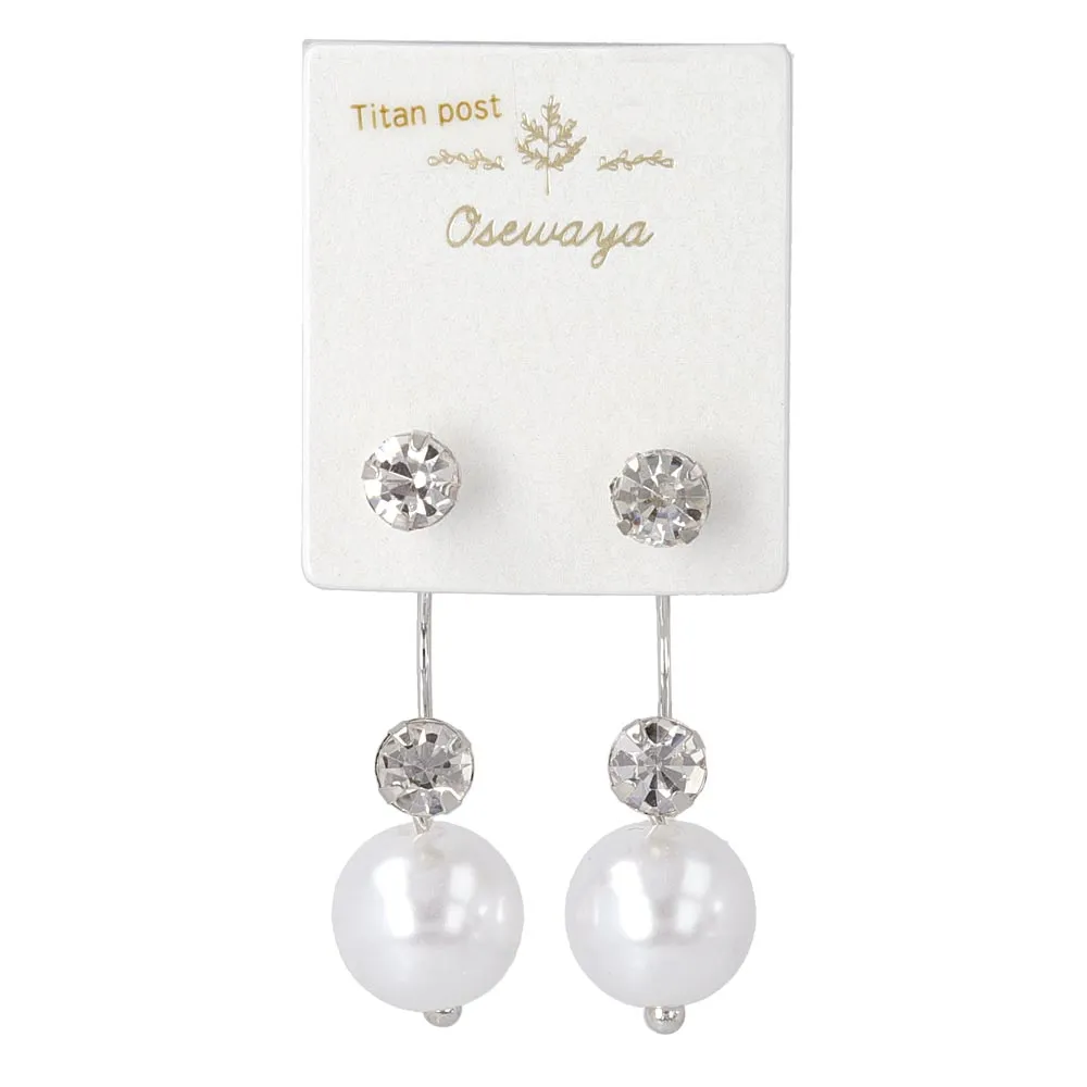 Pearl Front Back Titanium Earrings