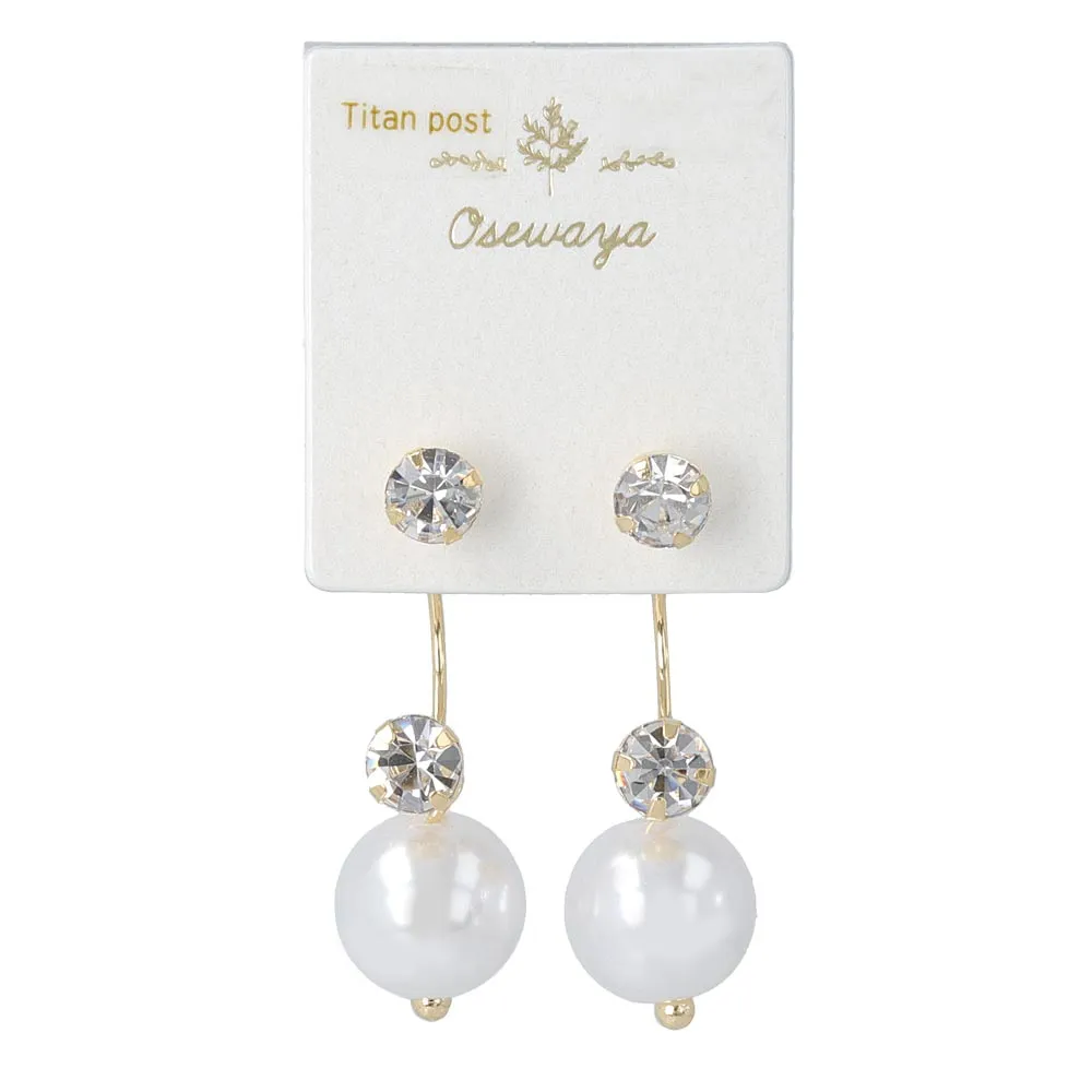 Pearl Front Back Titanium Earrings