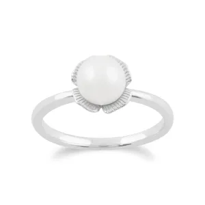 Perle Ring, 925Sterling Silber Ginkgo Flower 1,88CT Pearl Ring