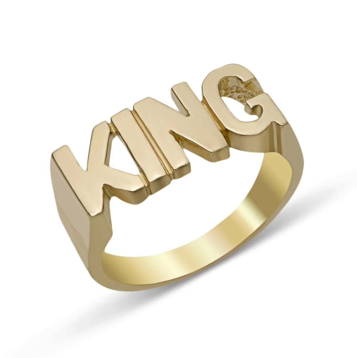 "King" Ring Solid 10K Yellow Gold