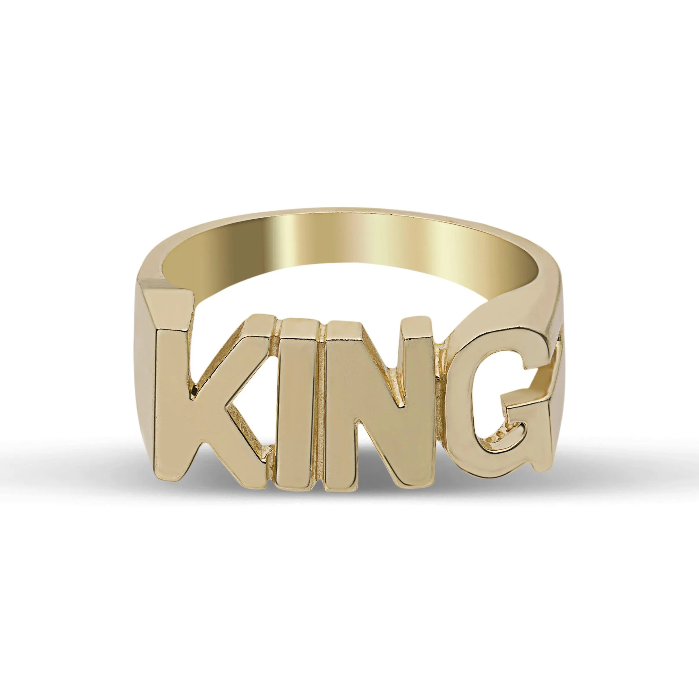 "King" Ring Solid 10K Yellow Gold