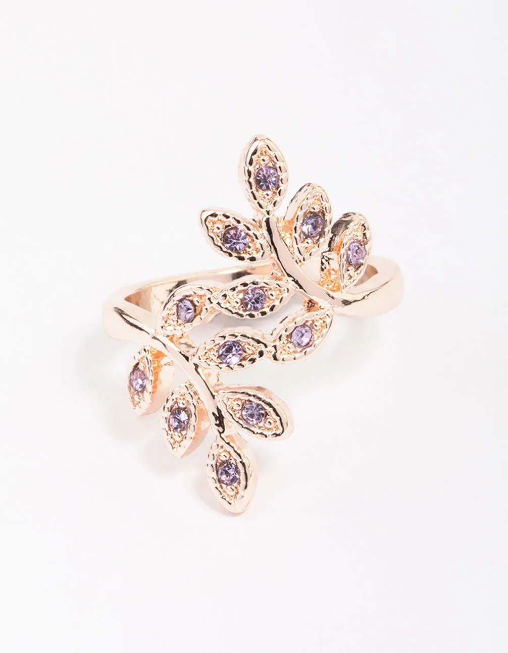 Rose Gold Floral Leaf Wrap Ring