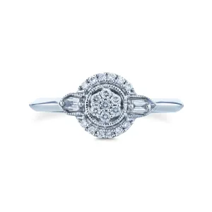 Round Cluster Pinched Halo Diamond Ring