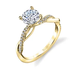 Round Cut Diamond Spiral Engagement Ring - Yasmine 14k Gold Yellow