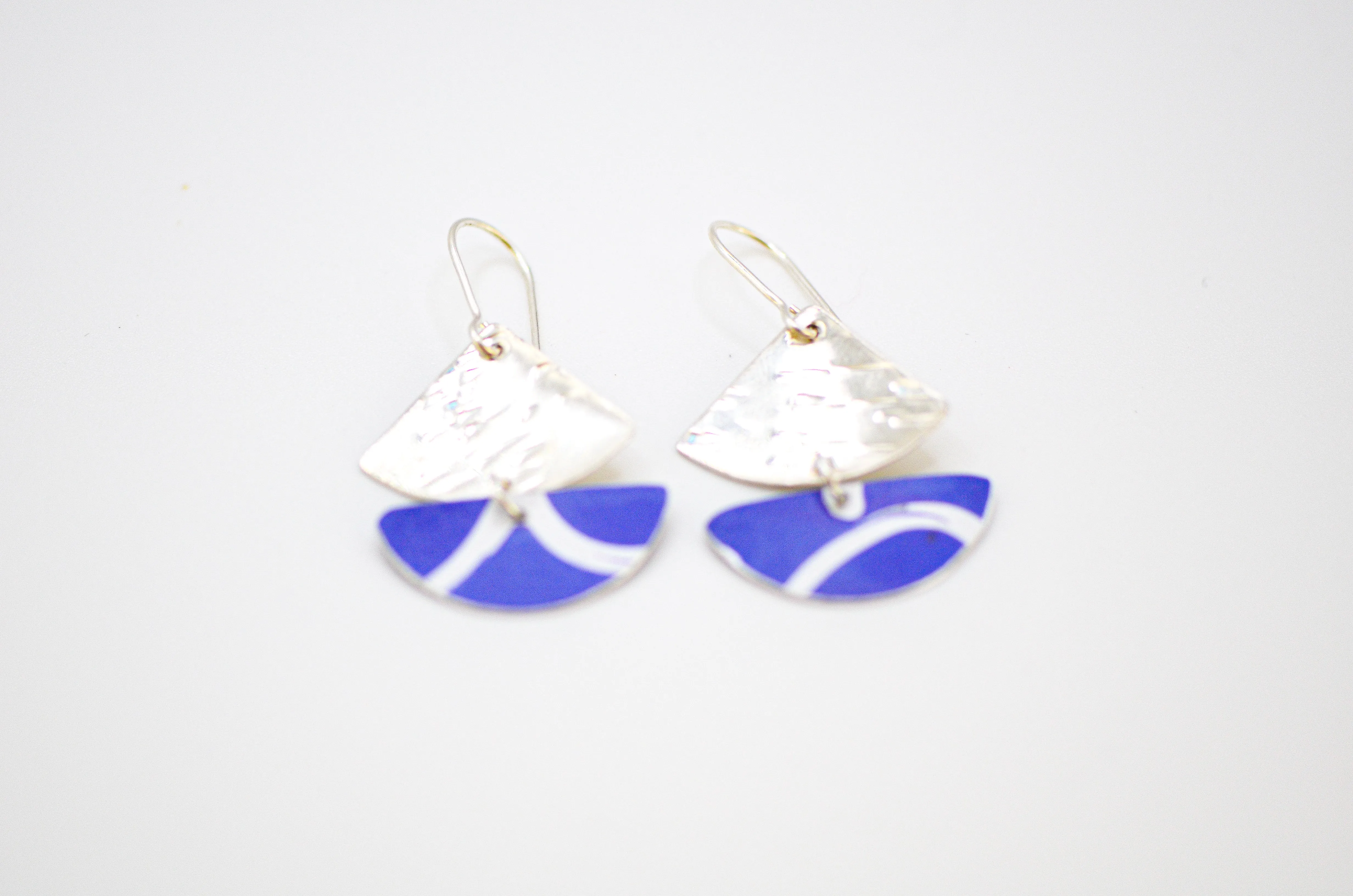 Sail Boat Purple /Silver Earrings