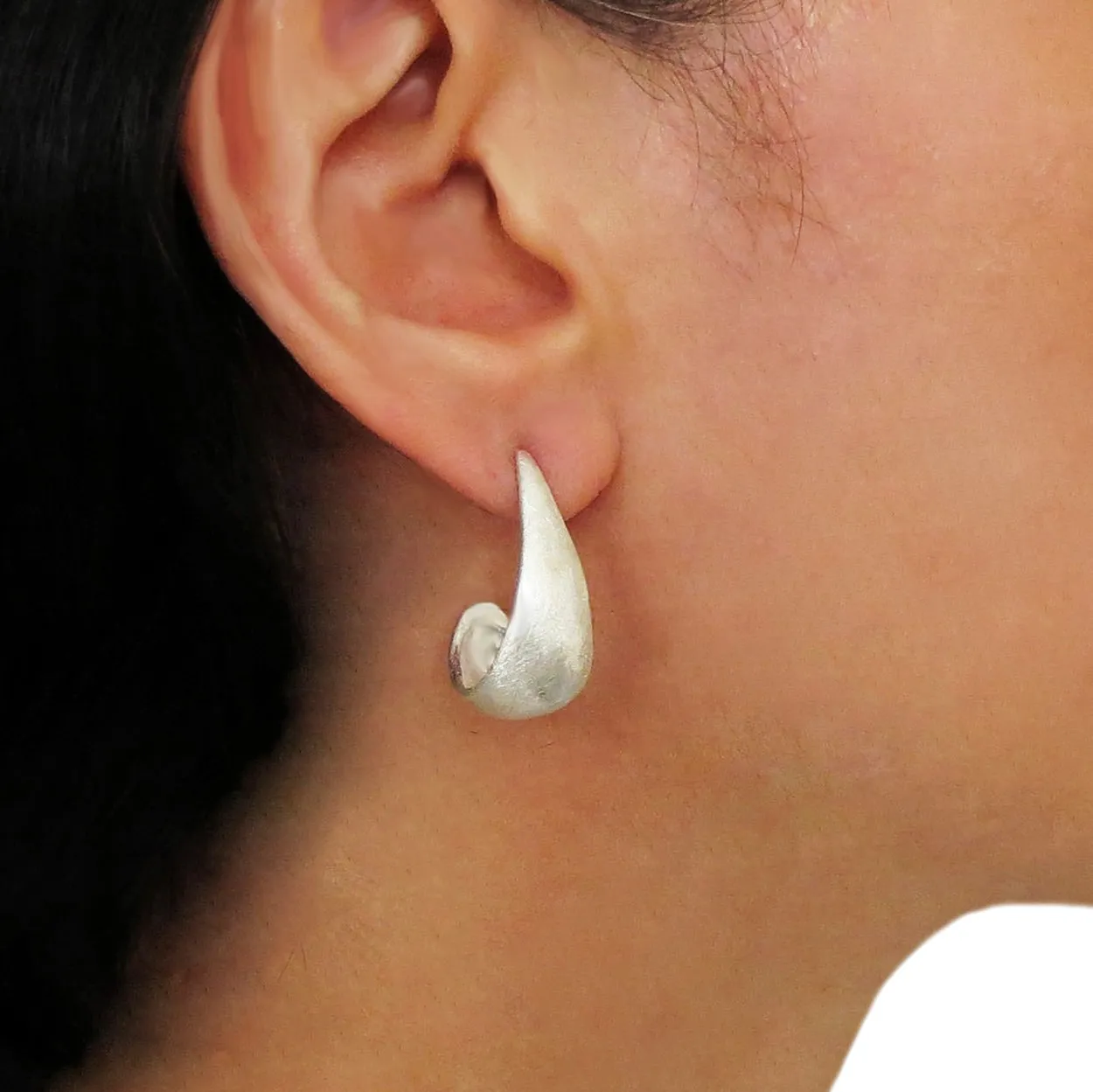 Satin Hoops 925 Silver Ladies Earrings