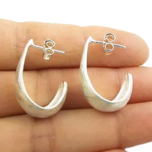 Satin Hoops 925 Silver Ladies Earrings