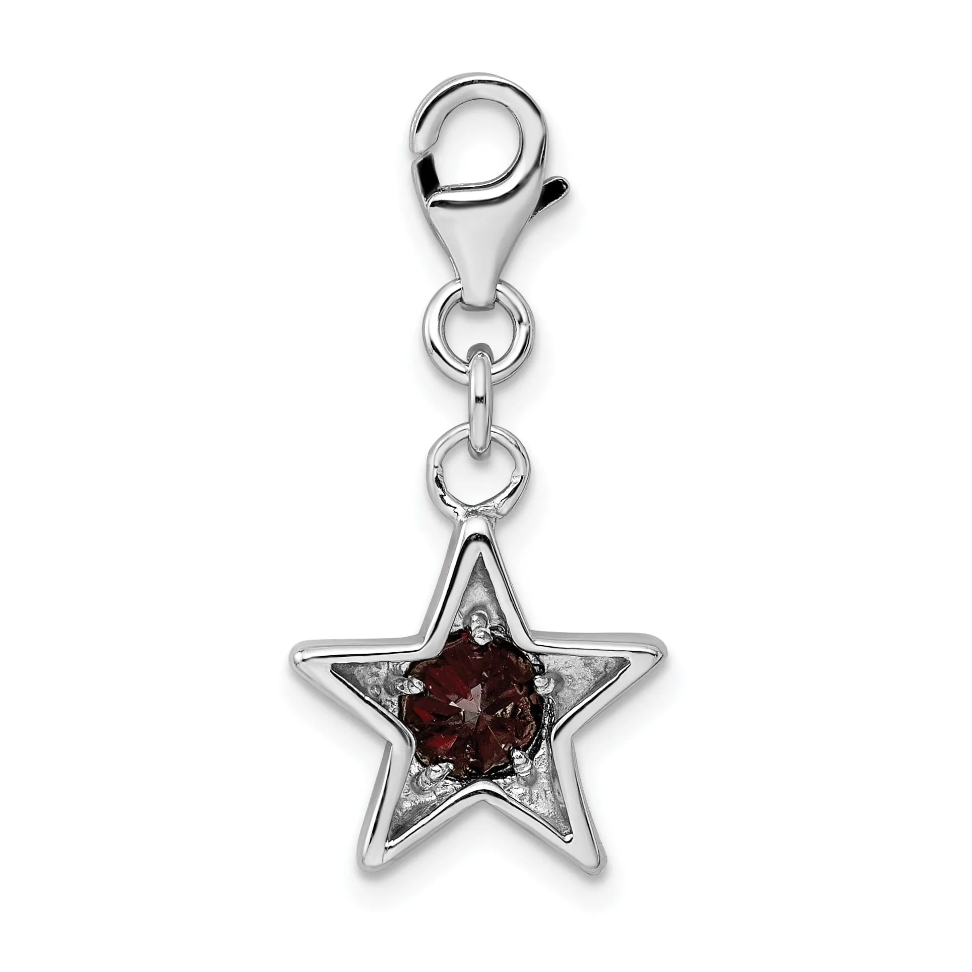 Silver January C.Z Birthstone Star Charm