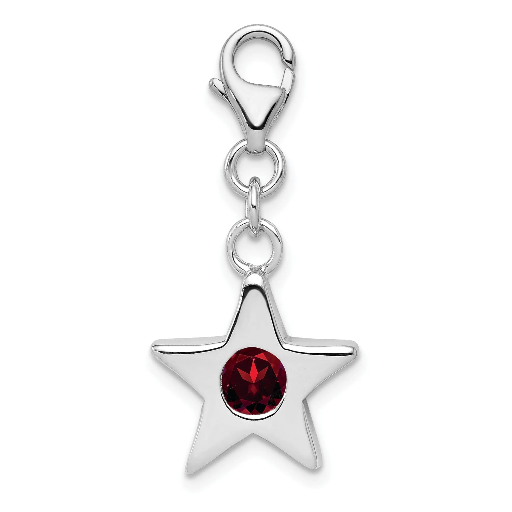 Silver January C.Z Birthstone Star Charm