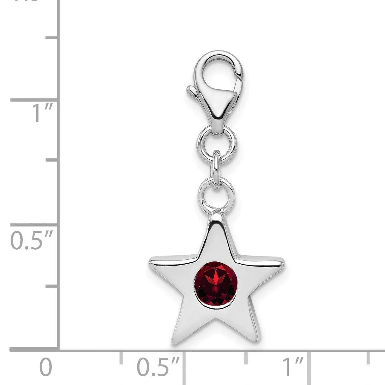 Silver January C.Z Birthstone Star Charm