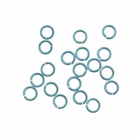 Sky Blue Anodized Aluminum Jump Rings 6mm x 1mm - Open 18 Gauge - 50 Rings - J247