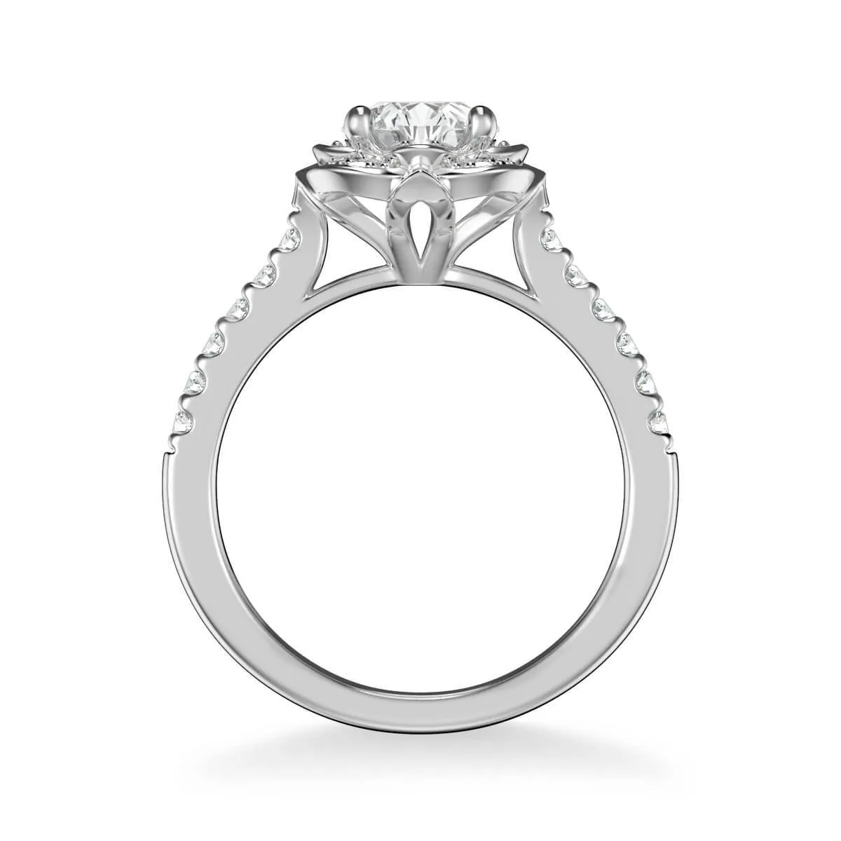 Skyler Contemporary Floral Halo Diamond Engagement Ring