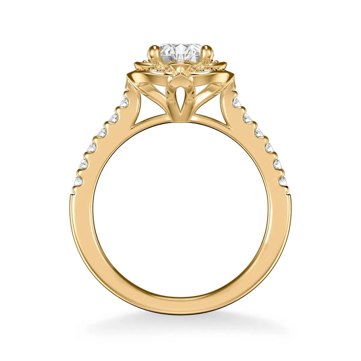 Skyler Contemporary Floral Halo Diamond Engagement Ring