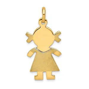 Solid 14k Yellow Gold Engravable Girl Pendant