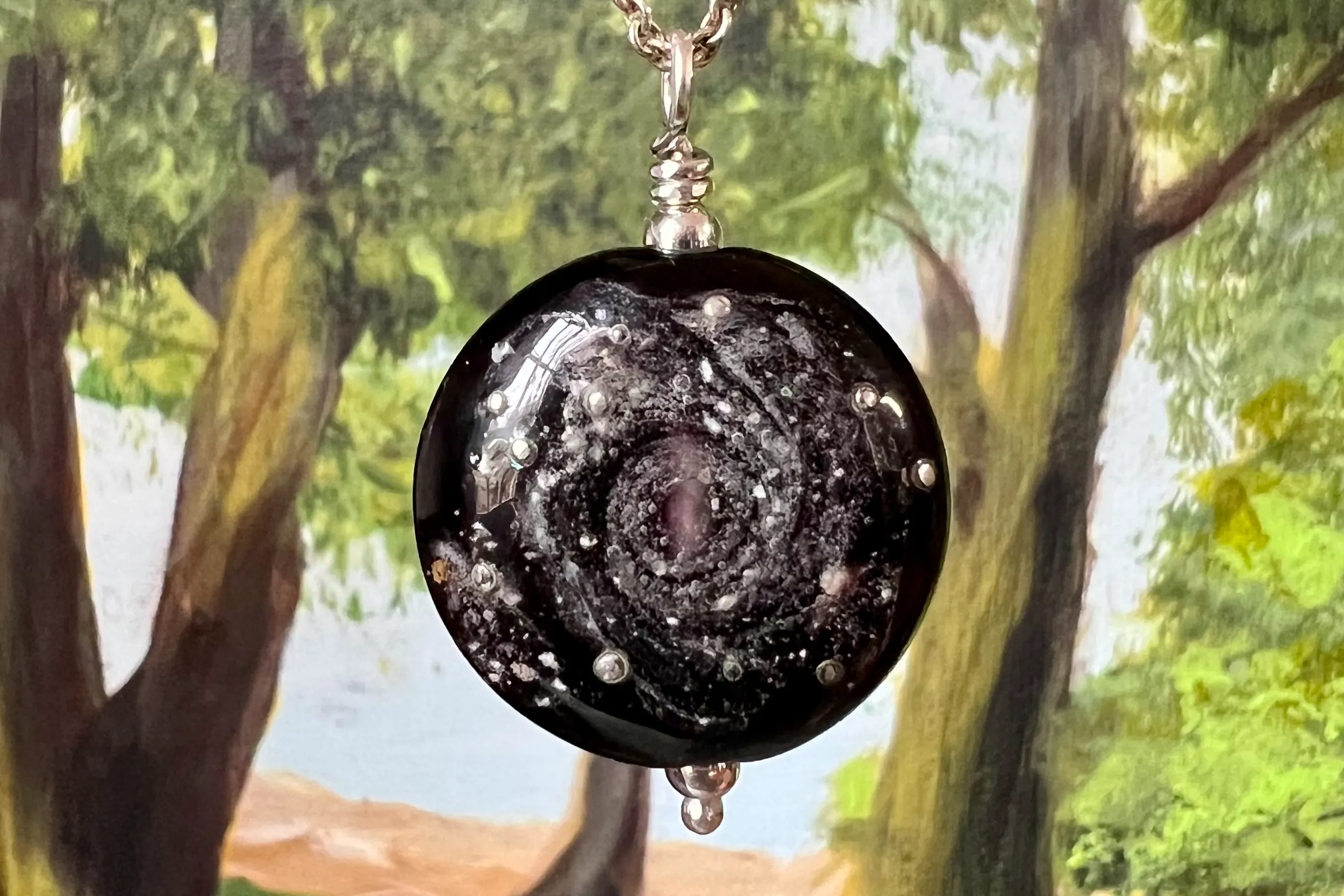 Starry Galaxy Pendant with Cremation Ash