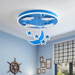 Starry Sky LED Acrylic Pendant Light for Children's Room in Pink/Blue