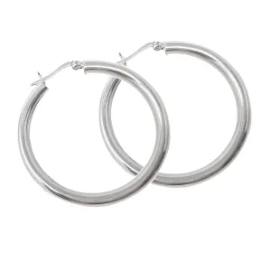 Sterling Silver 6cm Large Hoop Earrings for Women and Girls | Stylish 4mm Round Tube Design – Gift Boxed