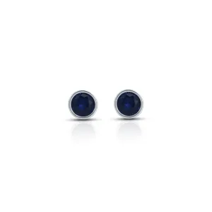 Stylish Round Blue Stone Silver Earrings