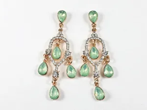 Stylish Simple Layered Green Crystal Chandelier Design Dangel Fashion Earrings